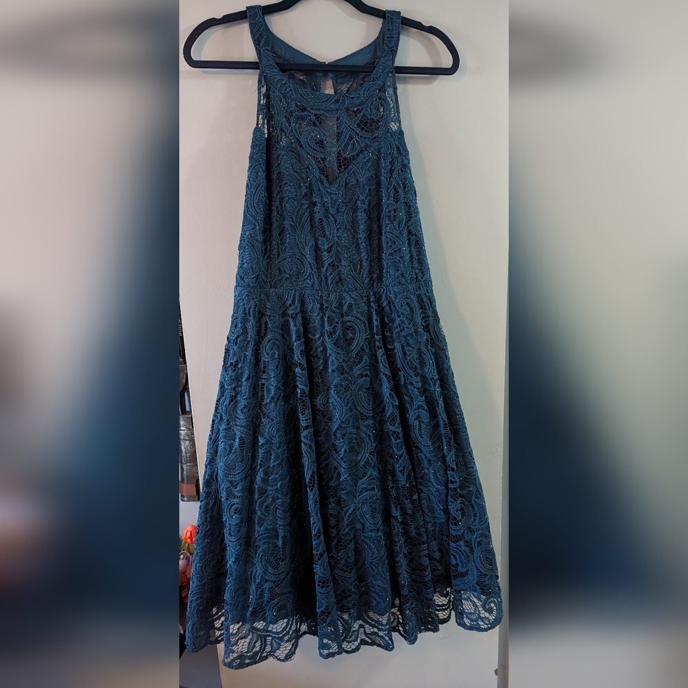 Torrid Teal Lace Mini Dress
